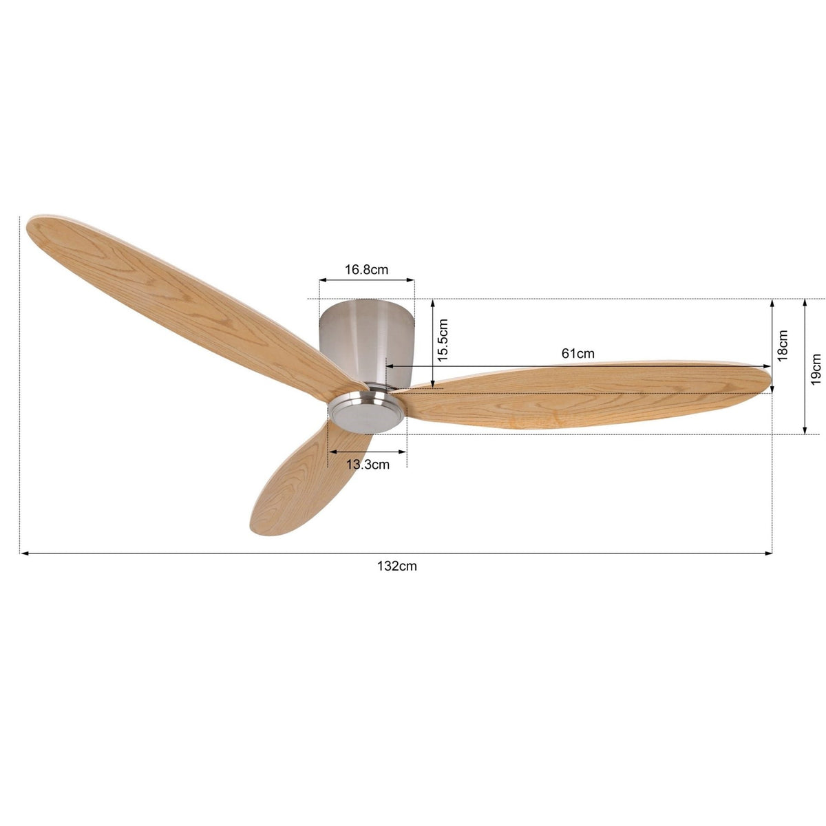 Beacon Lighting, Deckenventilator Radar, Teak, Skizze