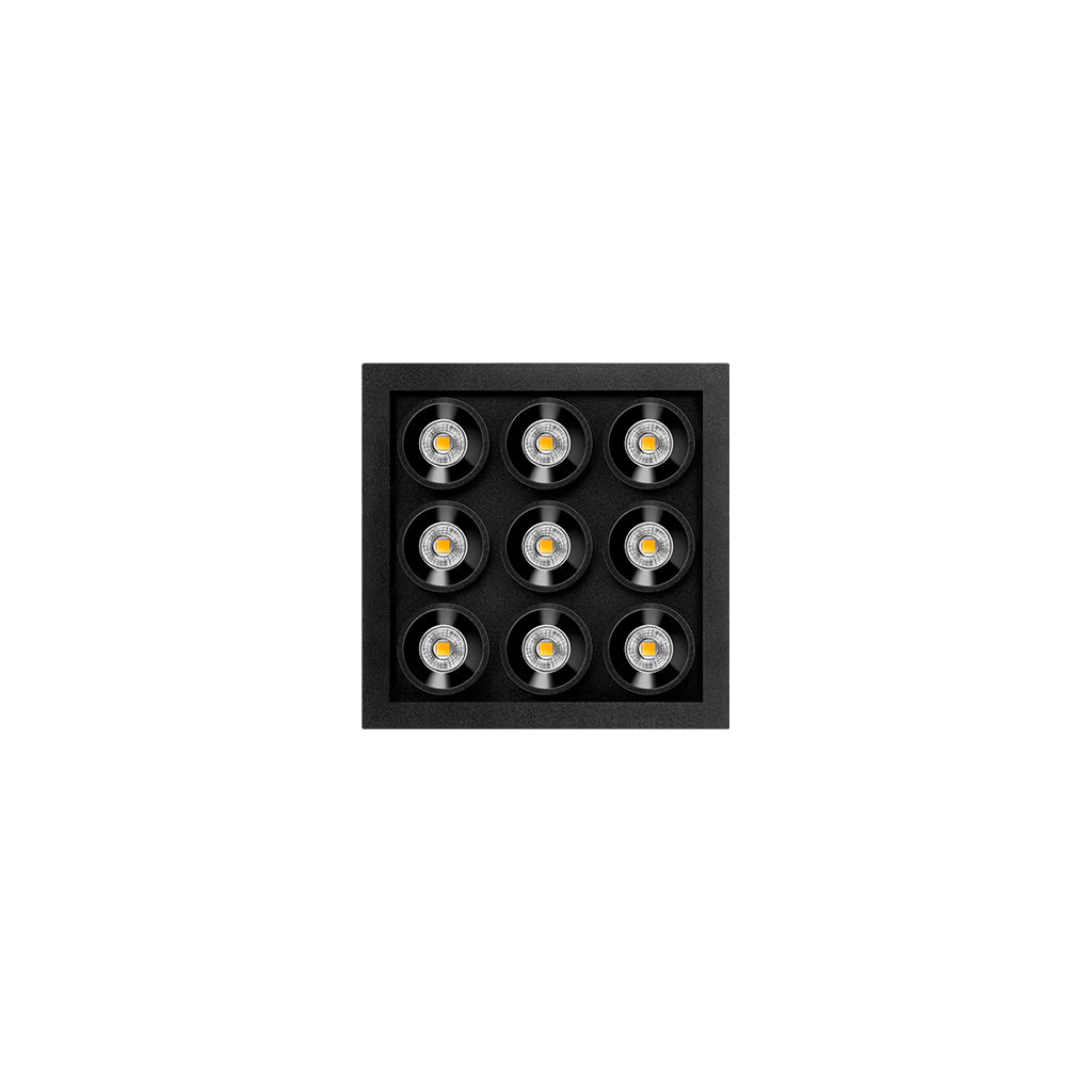 Arkoslight Black Foster LED Spots Micro 9-fach, schwarz, Vorderansicht