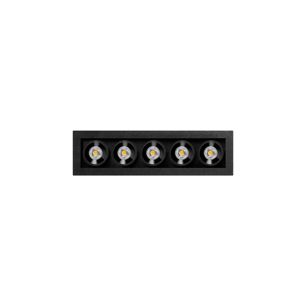 Arkoslight Black Foster LED Spots Micro 5-fach, schwarz, Vorderansicht