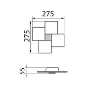 Grossmann, LED-Wand-/Deckenleuchte CREO 4-flammig, Skizze, technische Lichtplanung
