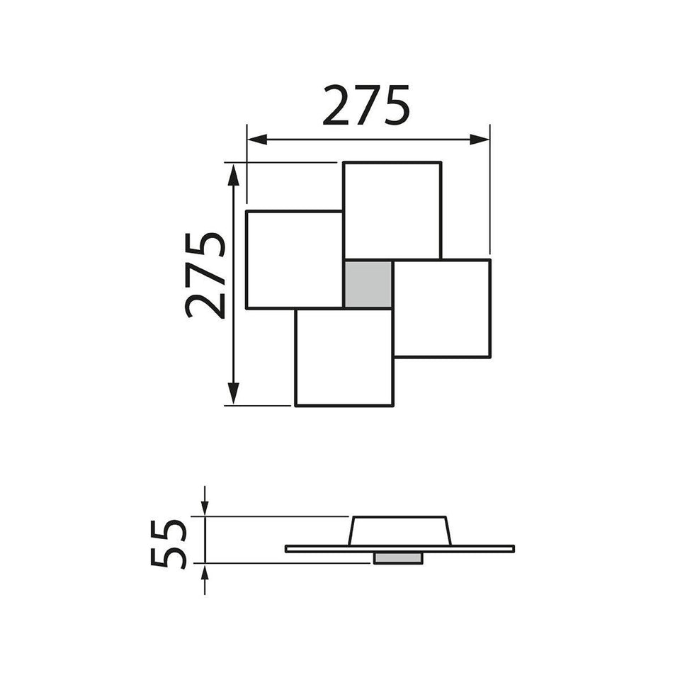Grossmann, LED-Wand-/Deckenleuchte CREO 4-flammig, Skizze, technische Lichtplanung