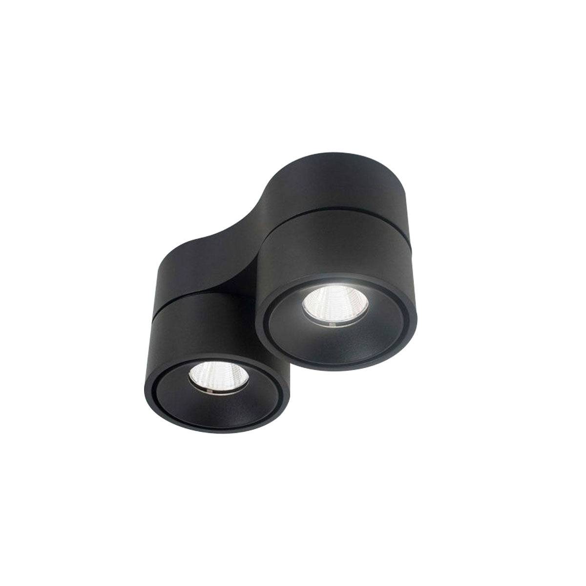 Sonluce, Aufbaustrahler Luca Mini 2-flammig, Schwarz, moderner Aufbaustrahler