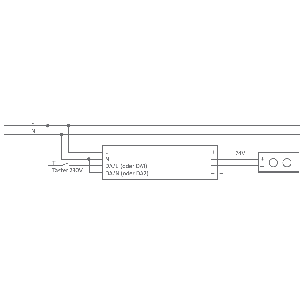 KGP, LED Driver Slim 24V, Schaltbild, technische Lichtplanung