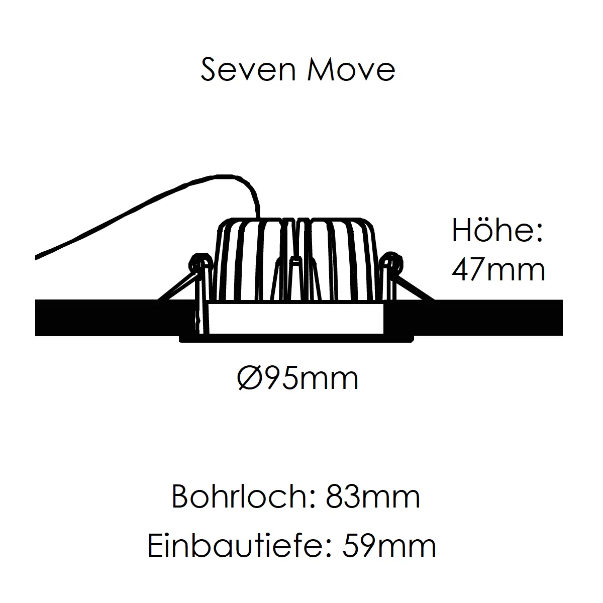 Deckeneinbauleuchte SEVEN MOVE Skizze