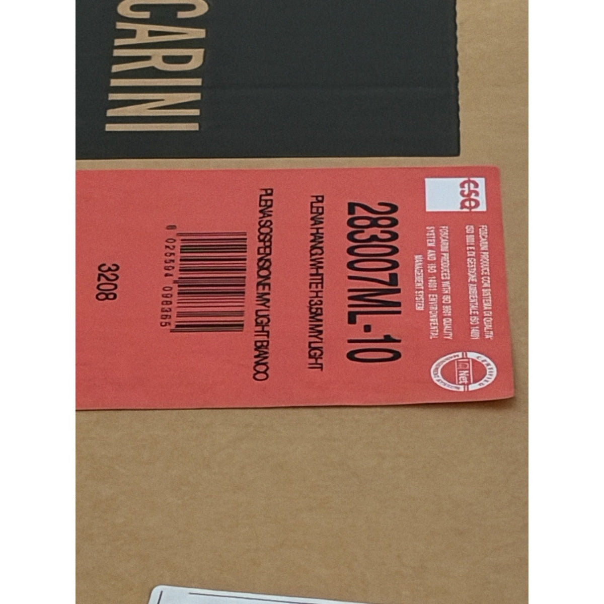 Originalkarton Foscarini Plena MyLight Weiß 283007ML-10 – Artikel- und Ausführungsnachweis