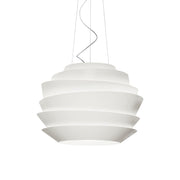 Foscarini Le Soleil Pendelleuchte Weiß mit asymmetrischen Schirmbändern – Produktansicht