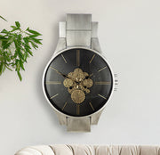 GILDE Wanduhr Timing 63828 in Silber mit schwarzem Zifferblatt