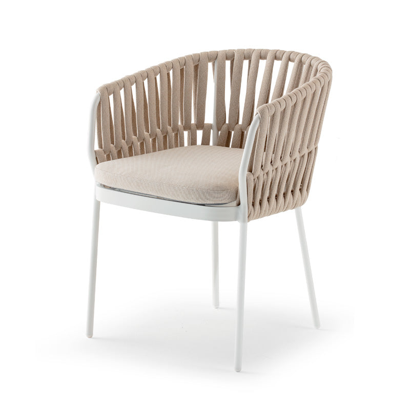 Grattoni SOHO Outdoor-Stuhl in Weiß/Canapa mit Sitzkissen – Originalfreisteller
