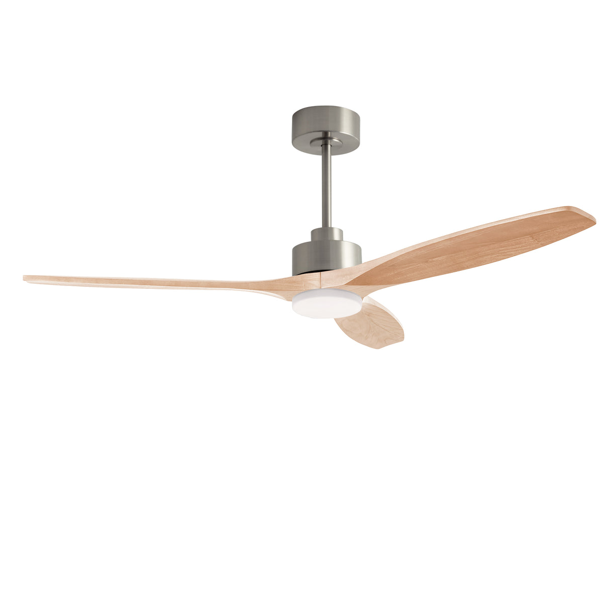 LEDS C4 Stem Evo Ø132 cm – Pendel, Gehäuse / Flügel: Nickel satiniert / Helles Holz, LED – CCT 3000/4000/5000K