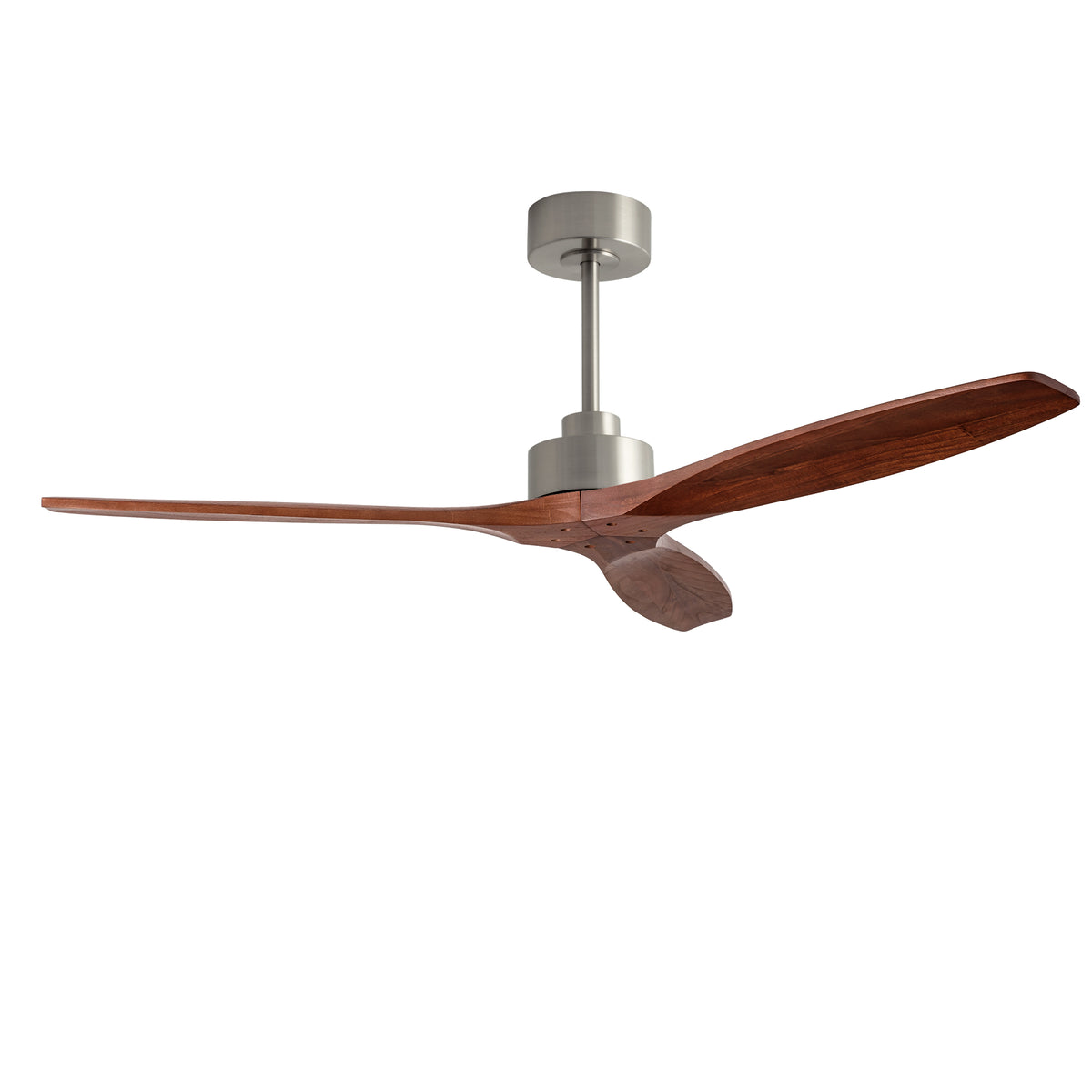 LEDS C4 Stem Evo Ø132 cm – Pendel, Gehäuse / Flügel: Nickel satiniert / Dunkles Holz, Ohne Licht