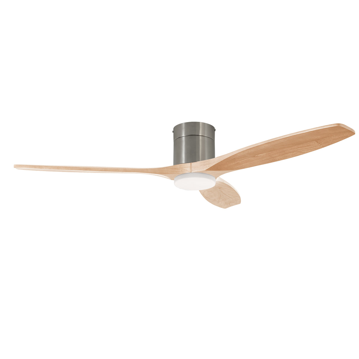 LEDS C4 Stem Evo Ø122 cm – Tube, Gehäuse / Flügel: Nickel satiniert / Helles Holz, LED – CCT 3000/4000/5000K