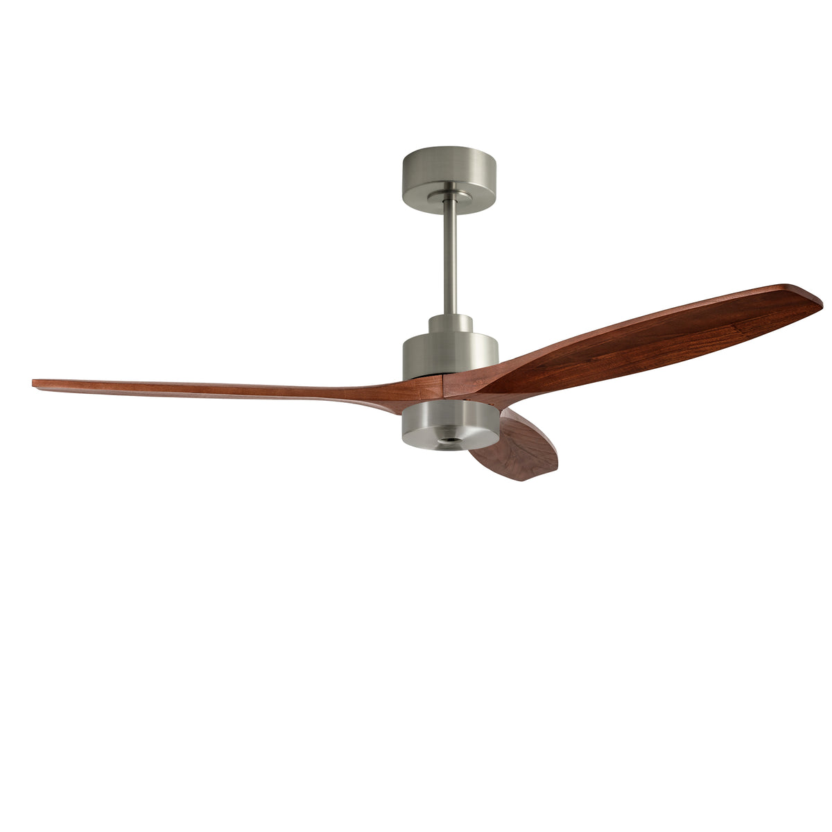 LEDS C4 Stem Evo Ø122 cm – Pendel, Gehäuse / Flügel: Nickel satiniert / Dunkles Holz, Play Super Comfort – 2700K