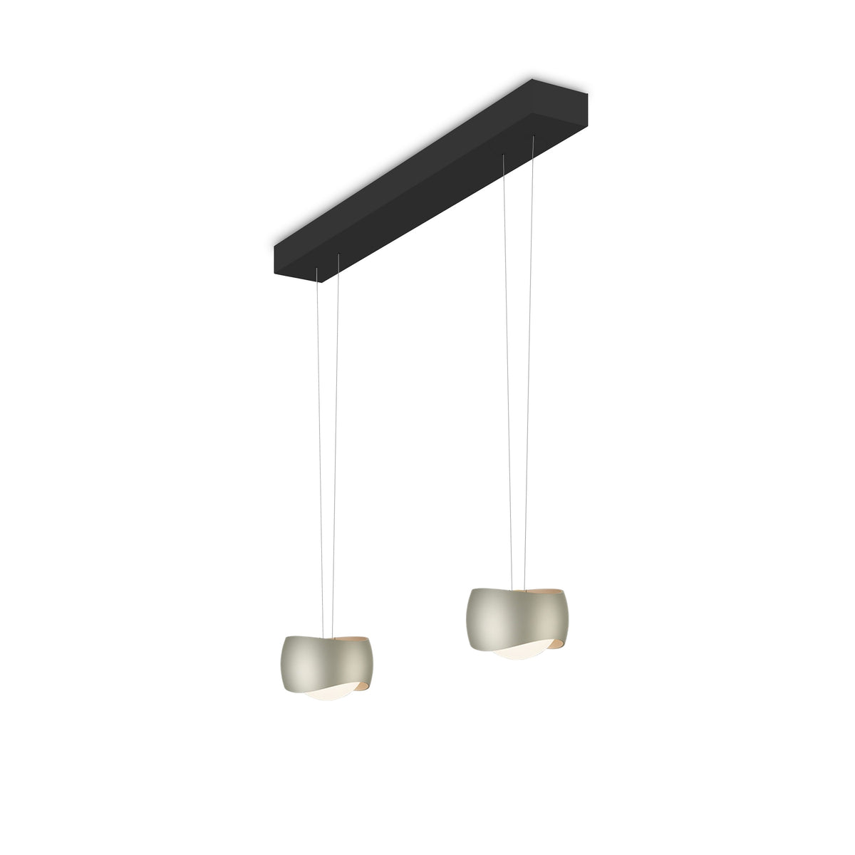 Oligo, Pendelleuchte Curved, 2-flammig Schwarz Creme, moderne Pendelleuchte