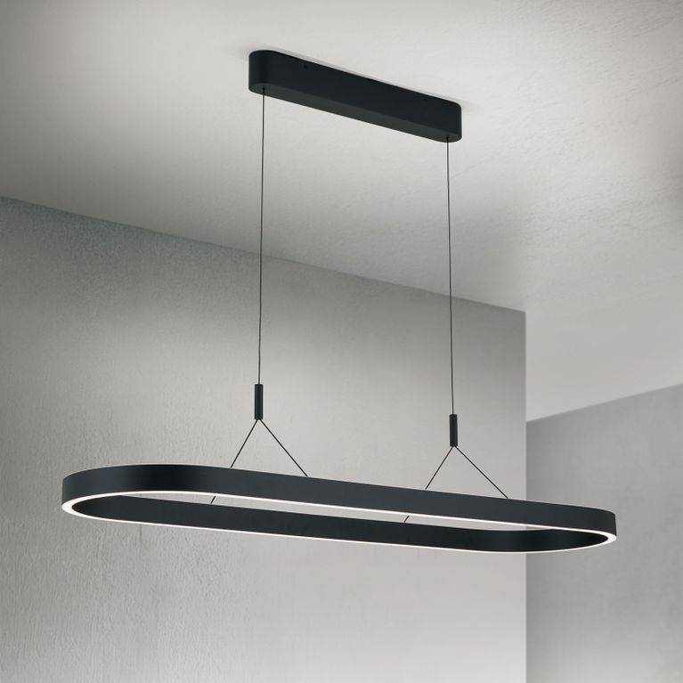 Höhenverstellbare Pendelleuchte Carrara in Schwarz, elegante Deckenleuchte für Esszimmer