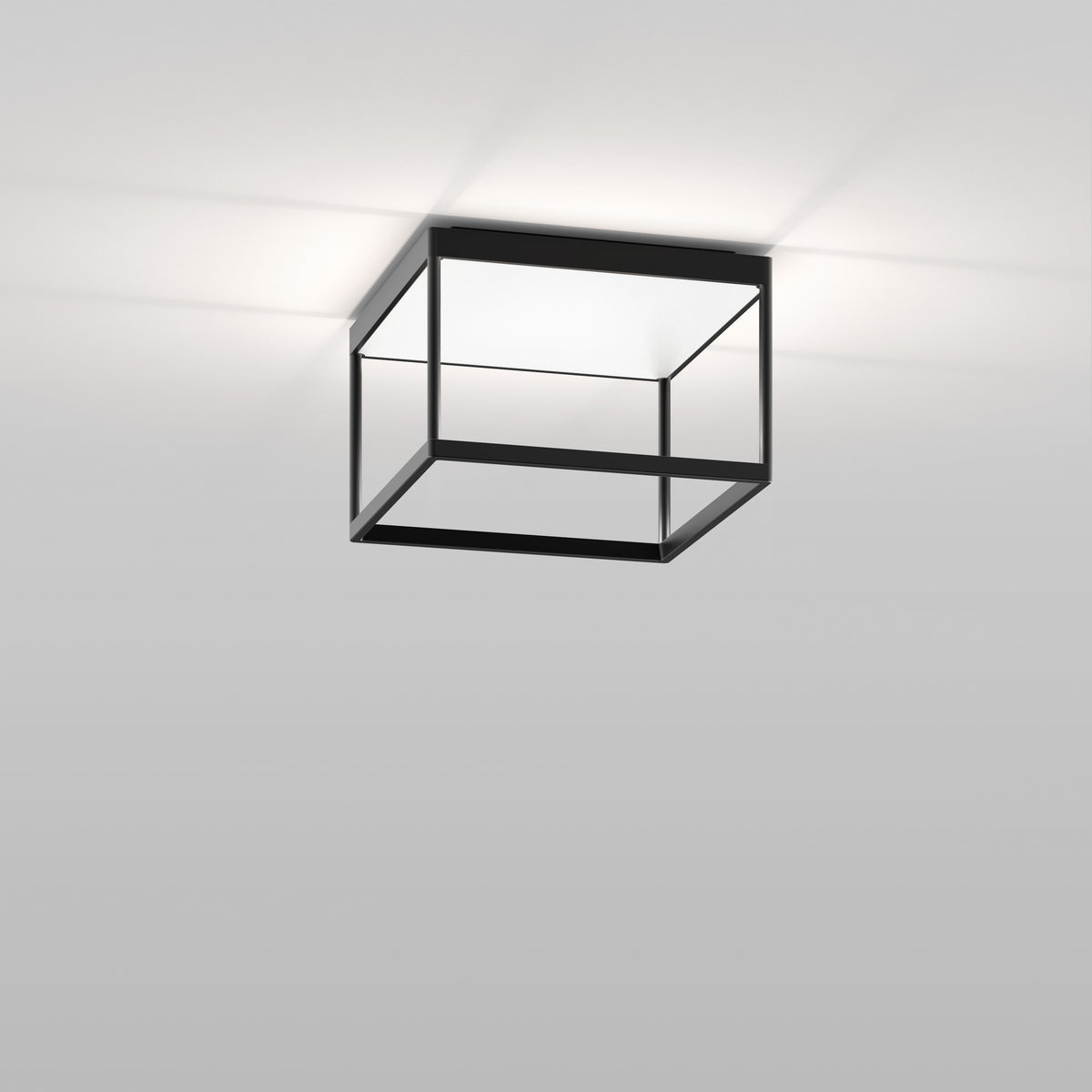 Moderne schwarze Deckenleuchte im minimalistischen Design, indirekte Beleuchtung, Wohnzimmer