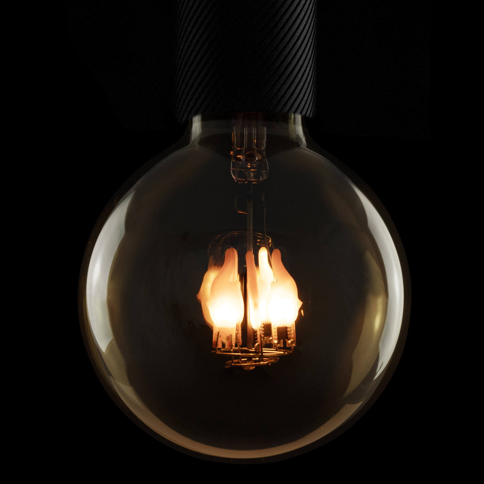 Segula LED Globe 125 Fire Flame down smokey grey – beleuchtet – Artikel 55796
