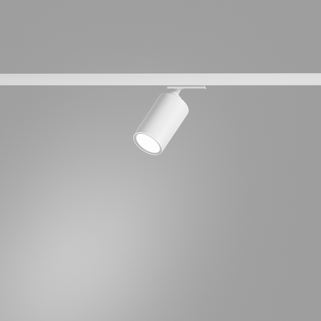 DLS Lighting, Stromschienenstrahler Short P1, Weiss-Weiss, professionelle Schienenbeleuchtung