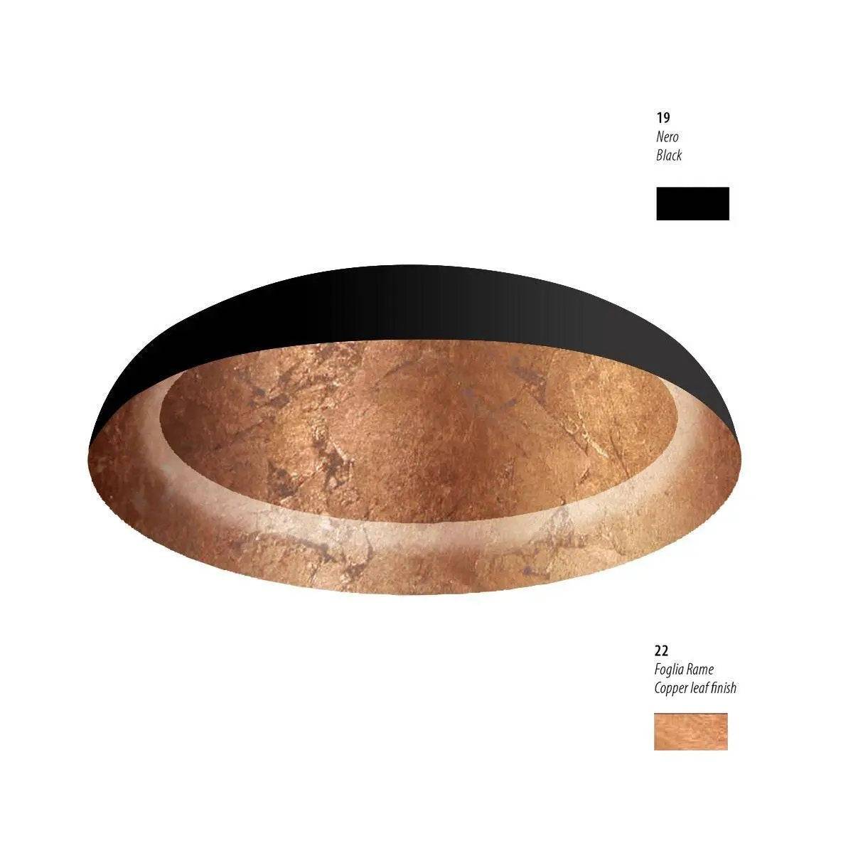 Braga, Deckenleuchte Eclissi Ø40cm, Schwarz-Kupfer, moderne Lichtlösung