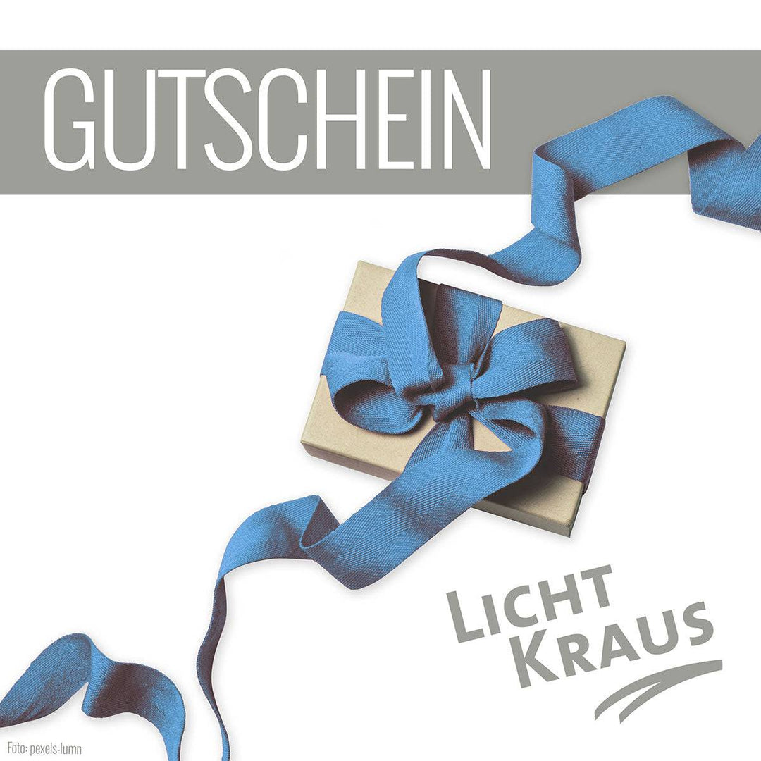 Licht-Kraus Geschenkgutschein mit blauer Schleife