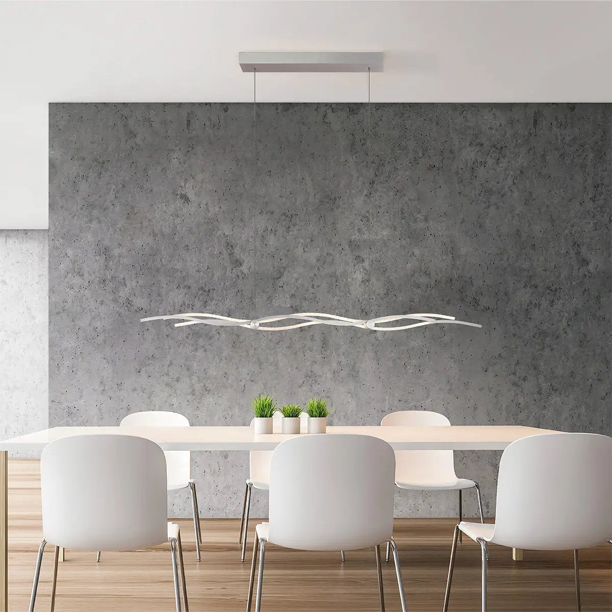 Escale, Pendelleuchte Silk 2.0, 120cm Aluminium Detail, hochwertige Esstischbeleuchtung