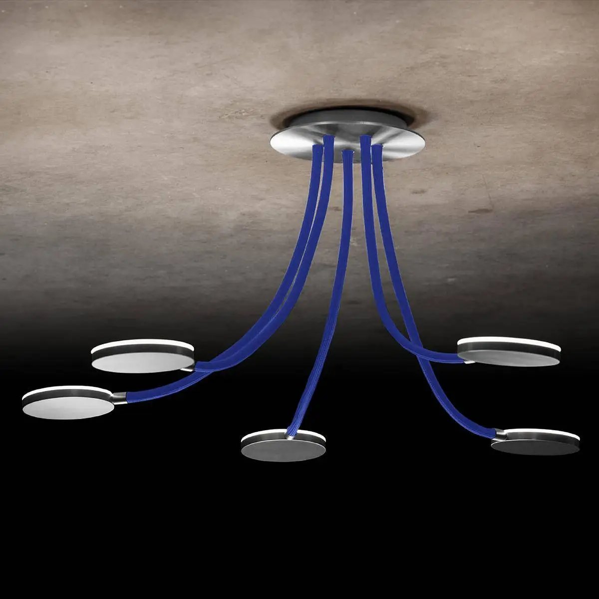 Holtkötter, Deckenleuchte Flex D5, Aluminium Blau, flexible Deckenbeleuchtung