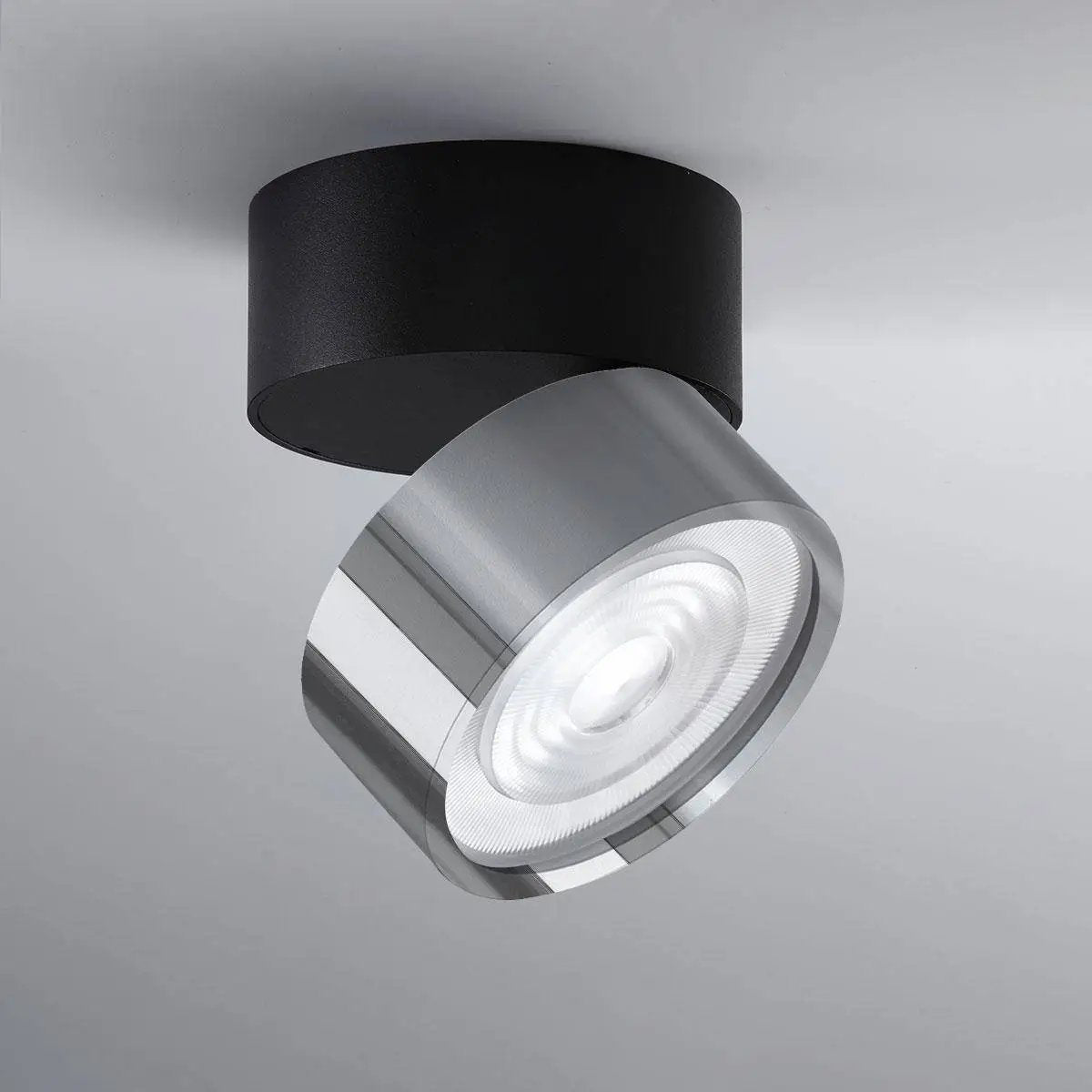 LUX-IT, Aufbaustrahler Swing Out 15,5W, Schwarz-Chrom, moderne Lichtlösung